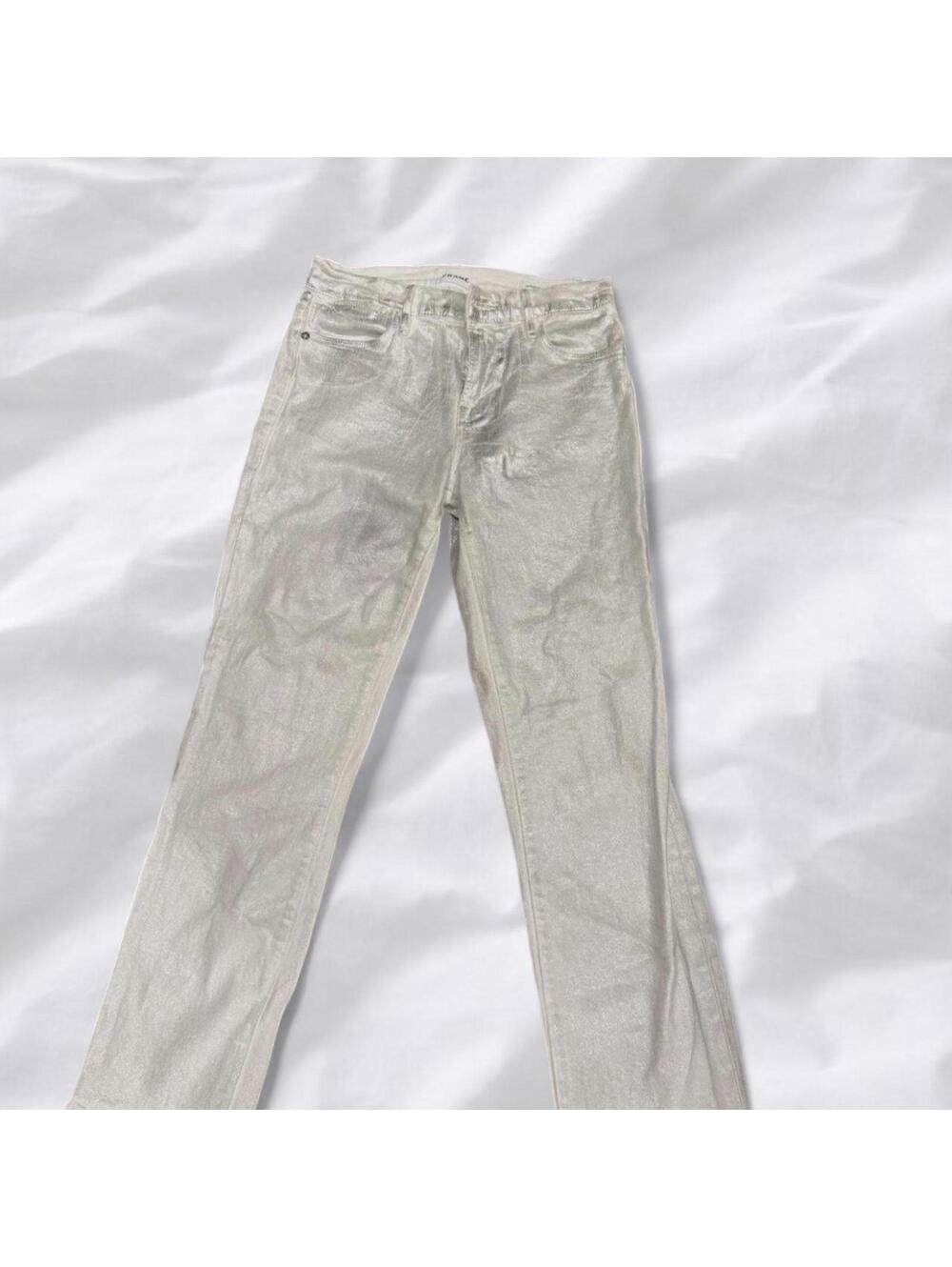 Silver metallic low-rise FRAME pant